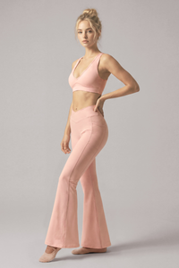 Women's Deep V Cross‑Back Bra And Flare Pant Pilates Set