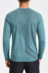 Men's Crew Neck Textured Athletic Long Sleeve T-shirt