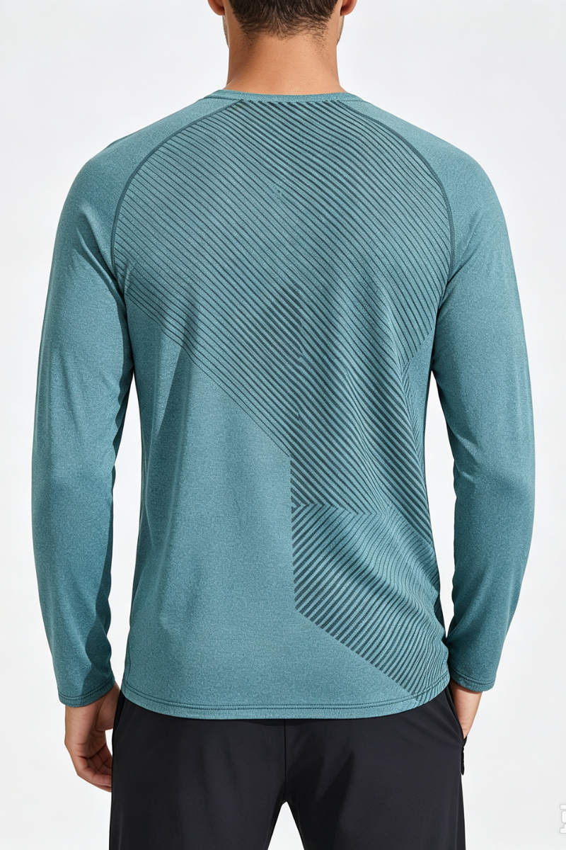 Men's Crew Neck Textured Athletic Long Sleeve T-shirt