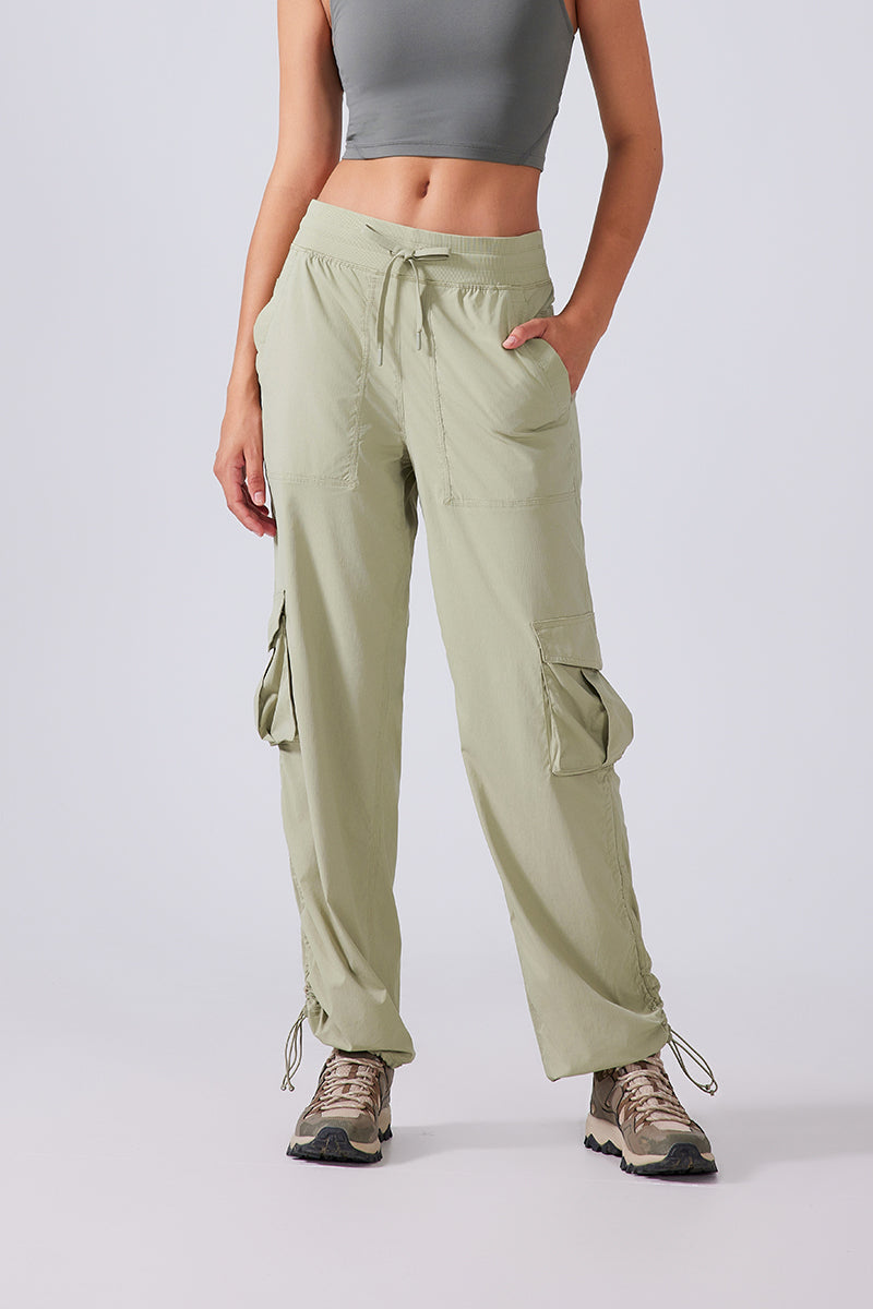 Women Lightweight Quick Dry Multi-Pocket Outdoor Running Sports Fitness Workwear Wide Leg Casual Pants