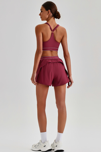 Women's Y-Back Sports Bra & Double-Layer Shorts 2-Piece Set