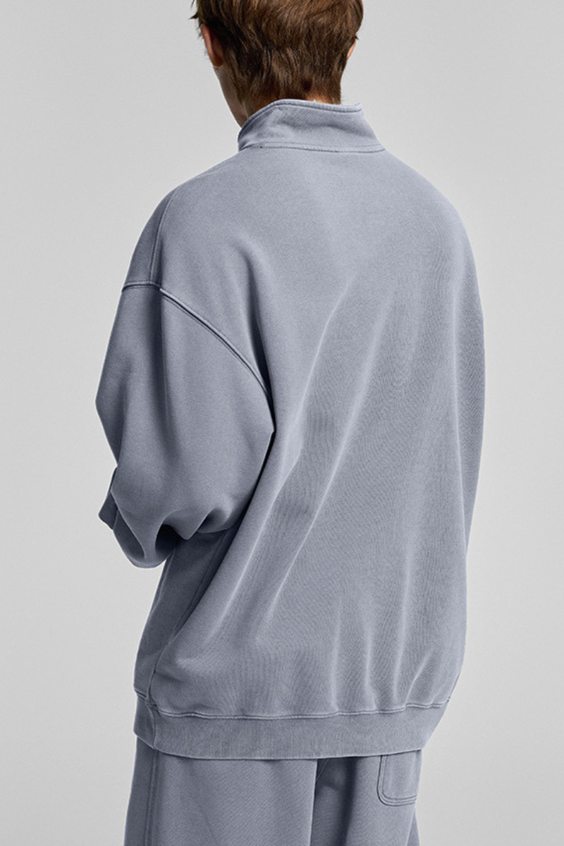Collared, semi-zippered sweatshirt