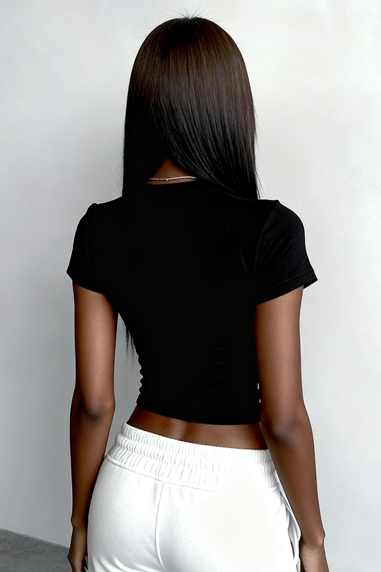 Women's slim round neck solid color short sleeves