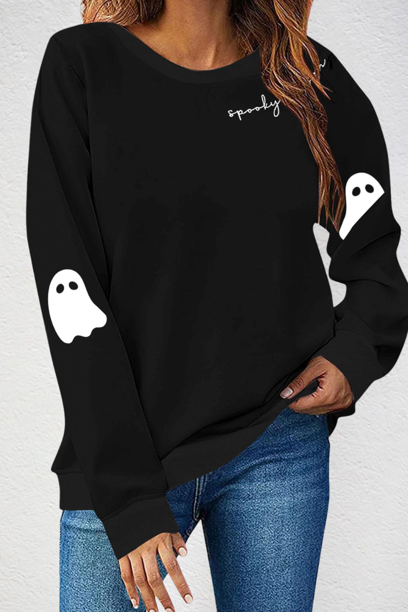 Women's Fall Halloween Gift Ghost Print Sweatshirt