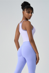 Long-sleeve, color-contrast sports bra