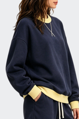 Women's Fall Cozy Fleece Mock Neck Color Block Sweatshirt