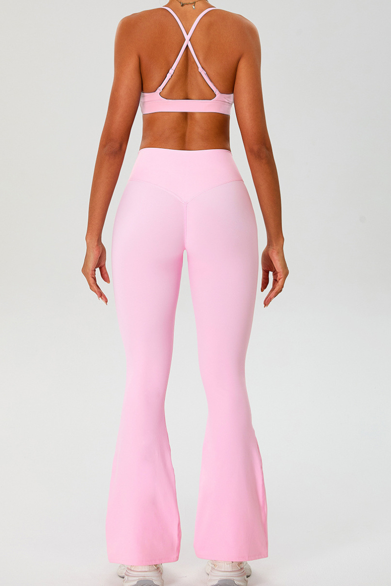 Women's Set:Cross Back Triangle Cup Bra & Flared Pants