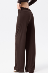 Women's Wrap Waist Flowy Loose-Fitting Wide-Leg Pants