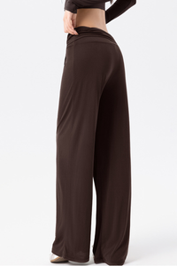 Women's Wrap Waist Flowy Loose-Fitting Wide-Leg Pants