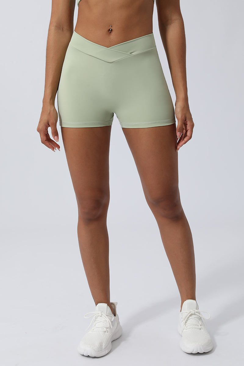 Women V-Cross Waist Butt Lifting Yoga Shorts