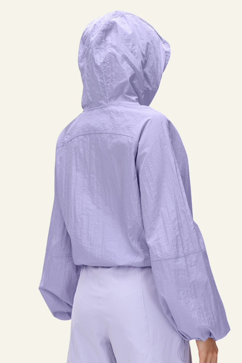 Women's Nylon Half-Zipper Athletic Hooded Sweatshirts