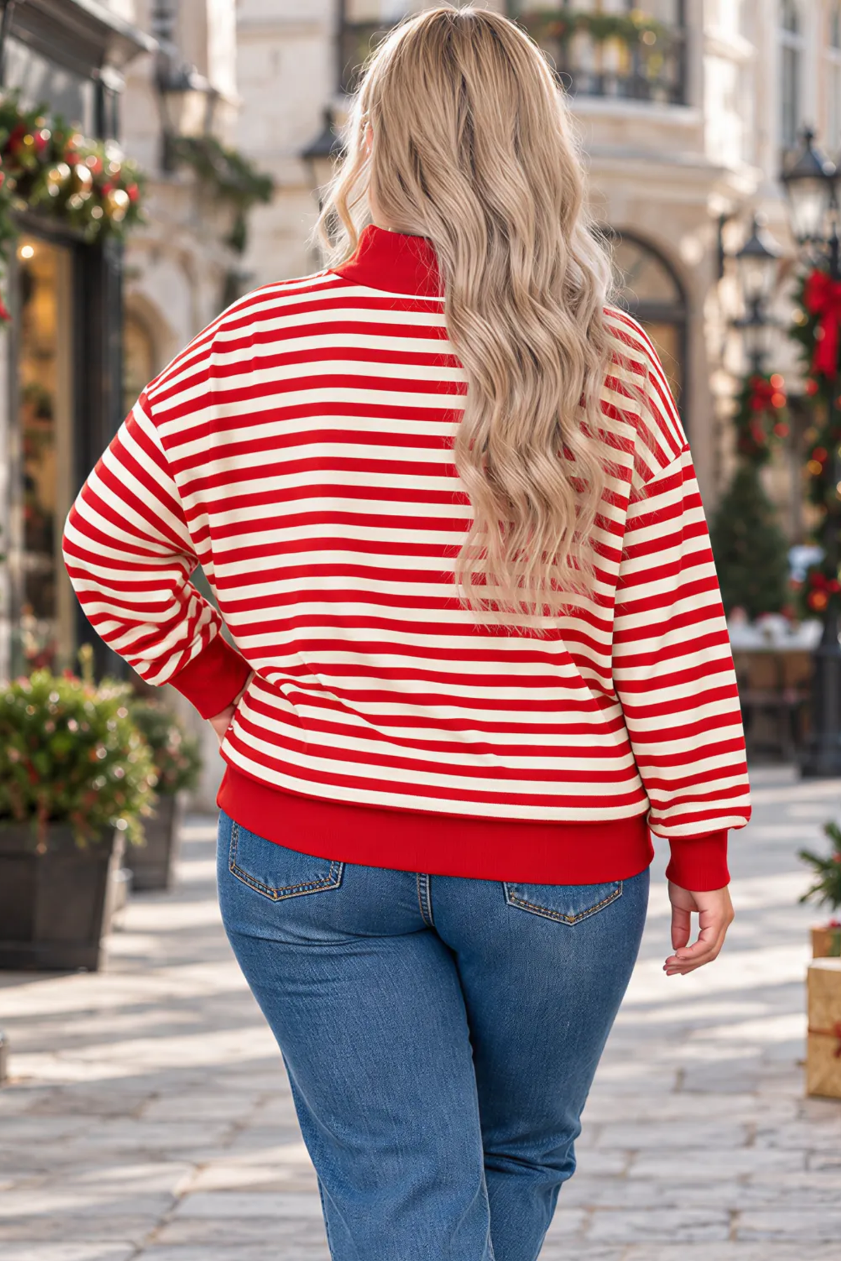 Plus Size Women's MERRY Letter Appliqué Mock Neck Sweatshirt