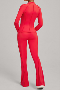 Ladies' zipper long-sleeve two-piece set