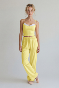 Women's Faux Two-Piece Strap Tank Top And Wide-Leg Pants Set