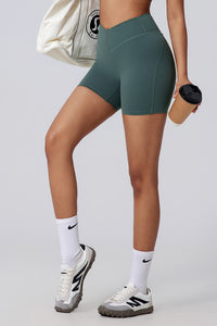 Women V-Waist High Rise Shaping Hip Lift Yoga Shorts