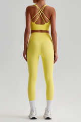 Women's Bare Feel  Cross Back Bra & High Waist Leggings Set