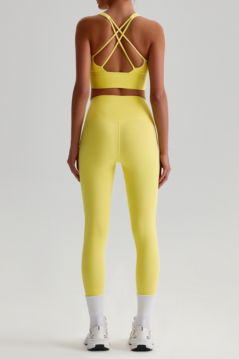 Women's Bare Feel  Cross Back Bra & High Waist Leggings Set