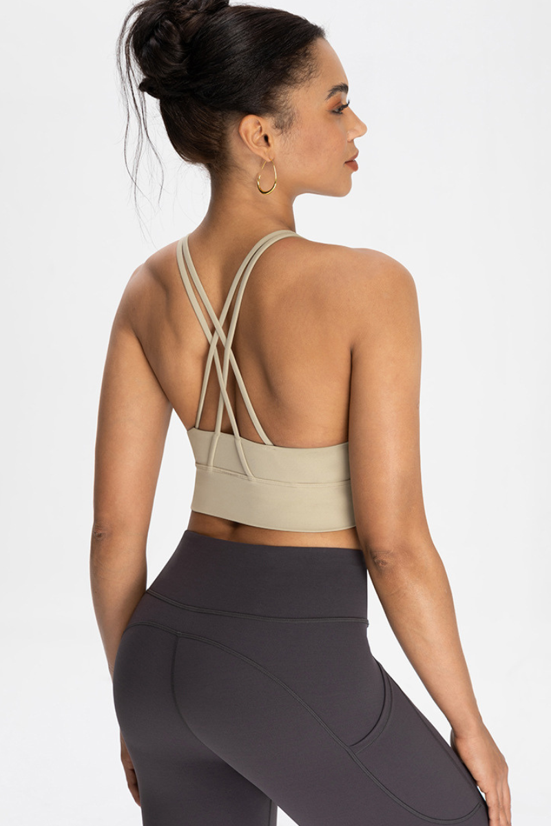 Cross-back exercise sports bra