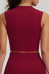 Women's Mock Neck Padded Cropped Sports Yoga Tank Top