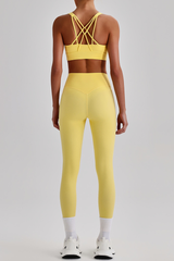 Women's Wide Strap Sports Bra & No Front Seam Leggings Set