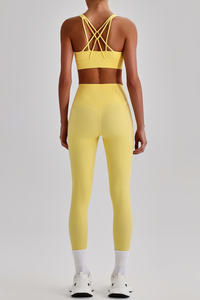 Women's Wide Strap Sports Bra & No Front Seam Leggings Set