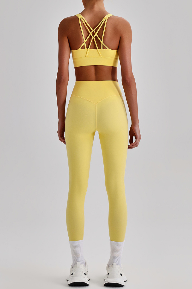 Women's Wide Strap Sports Bra & No Front Seam Leggings Set