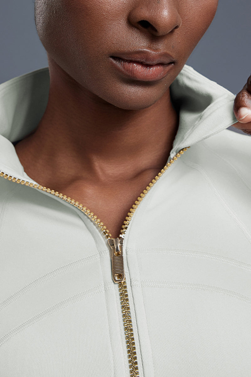 Women Stand-Collar Slim-Fit Zippered Yoga Running Workout Jacket