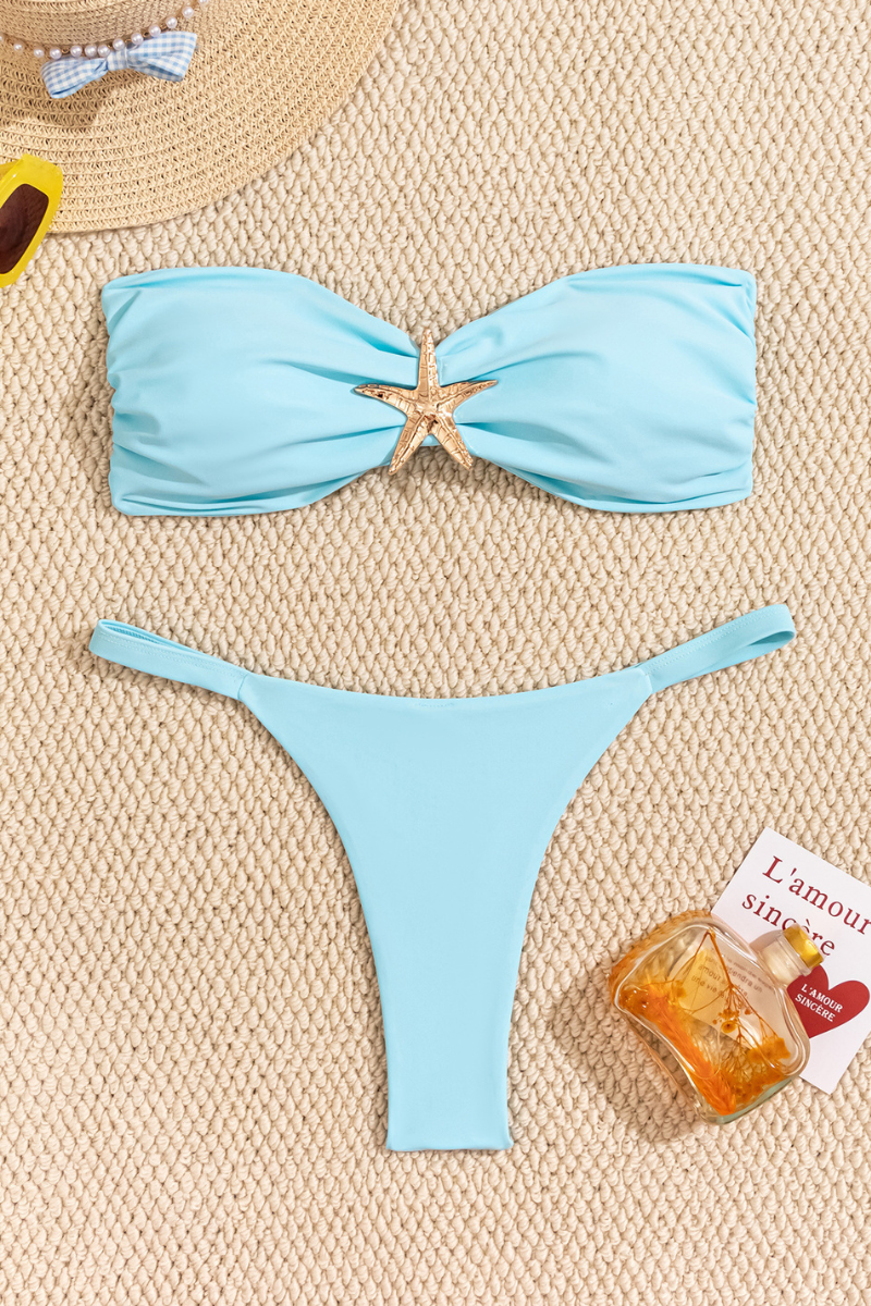 Women's Summer Starfish Bandeau Beach Bikini Set