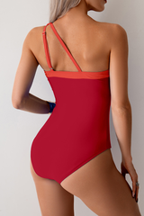 Women's Color-Blocked One-Shoulder Swimsuit