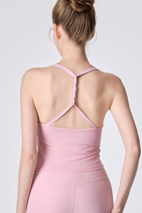 Women's Halter Mesh Ruched Waist Padded Yoga Tank Top