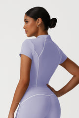 Women Slim Fit Stand Collar Athletic Jacket