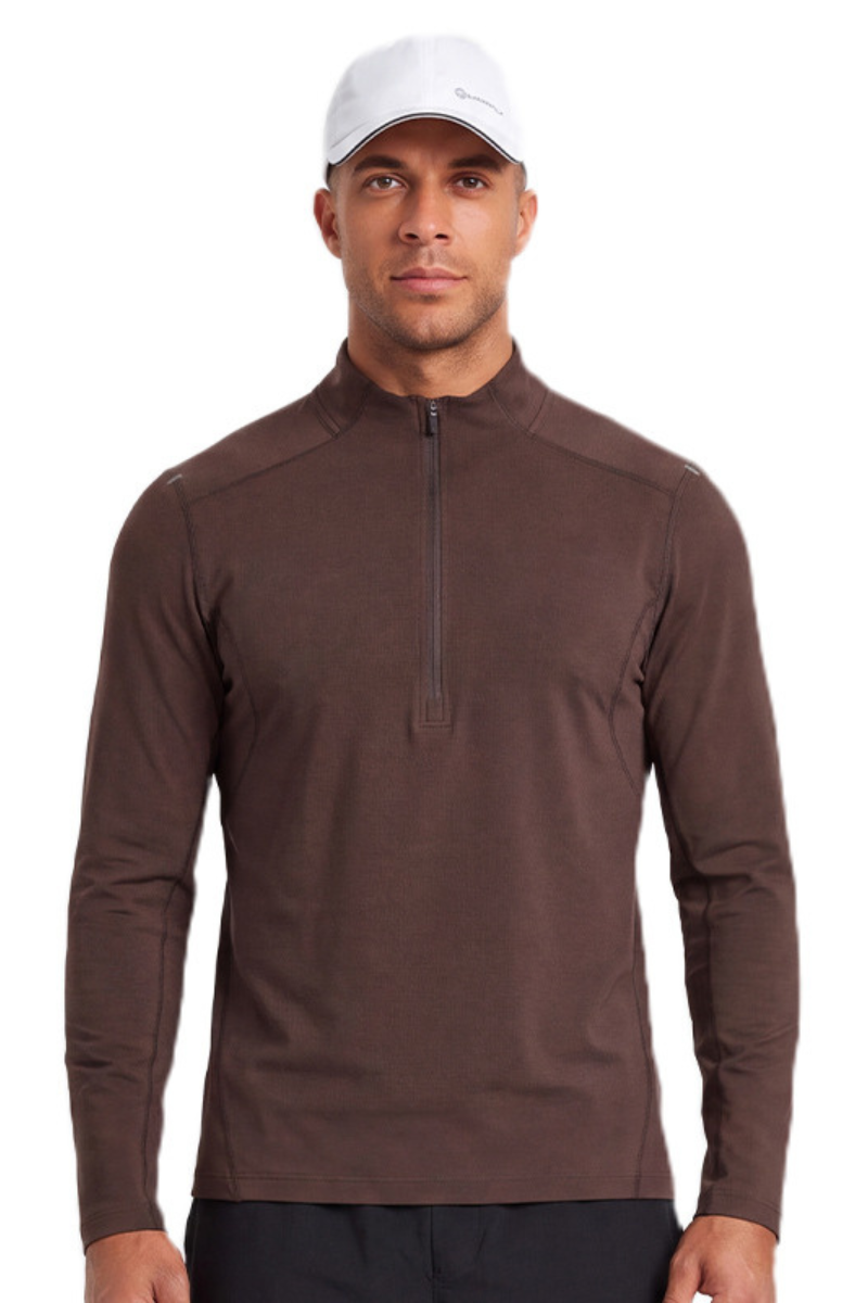 Men's Fall Half Zip Long Sleeve Cooling Sports Hiking T-shirt
