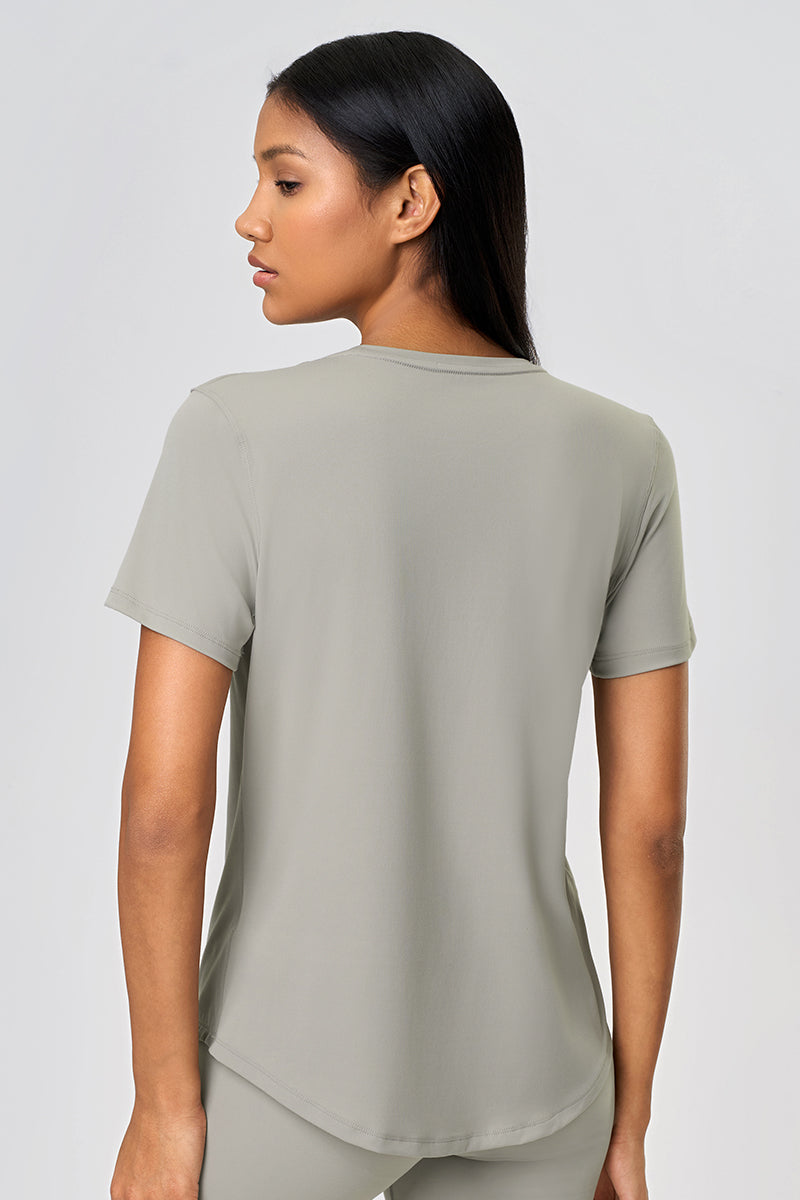 Women Lightweight Loose Brushed Breathable Quick-Dry Yoga Running Short-Sleeve Shirt