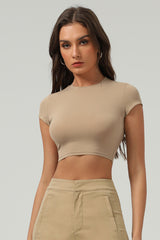 Women Slim Cropped Soft-Feel Yoga T-Shirt