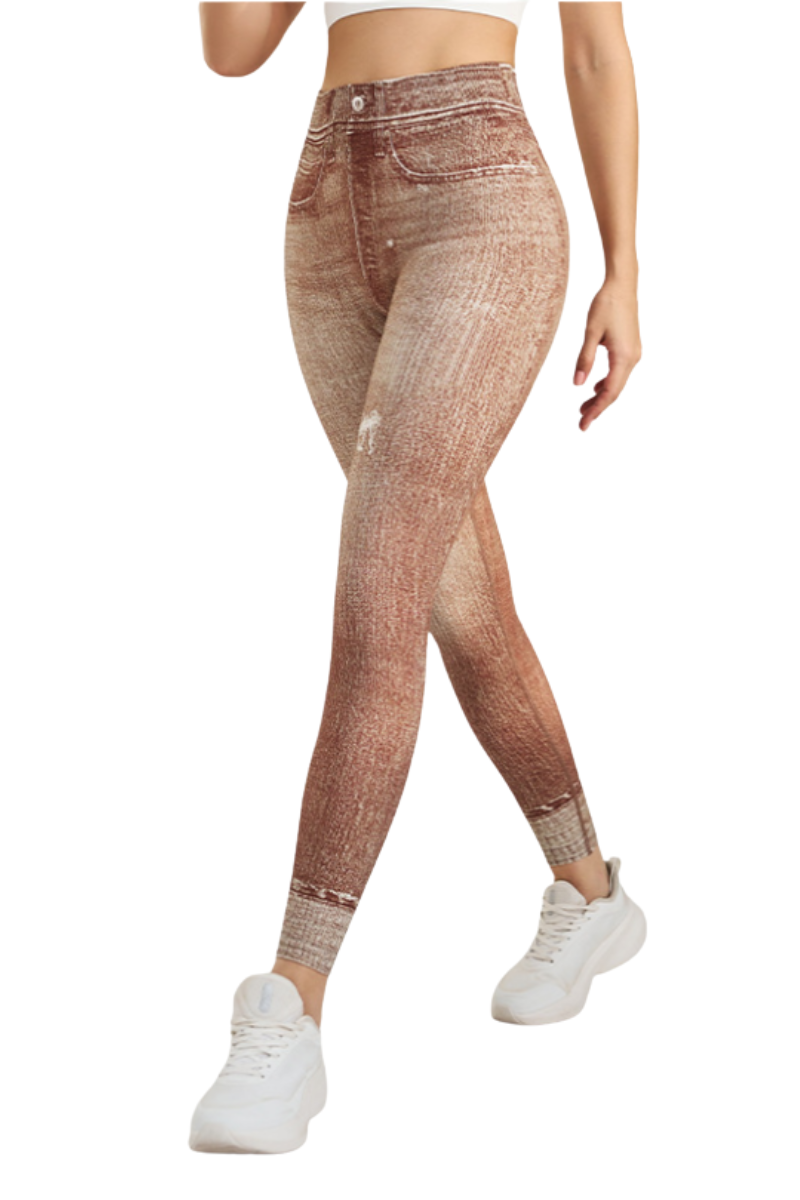Women's  denim print waist yoga leggings