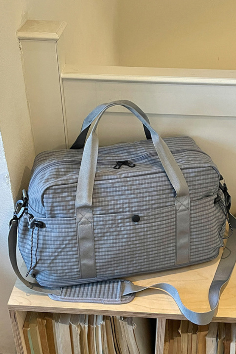 Fashionable Plaid Portable Carry-On Travel Duffel Bag