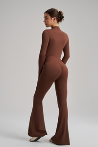 Women Sculpt Jacket Thin-Strap Bra Flared Pants 3-Piece