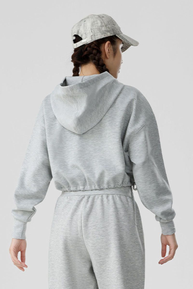 Women's Fall Cropped Drawstring Hem Loose Fit Sweatshirt