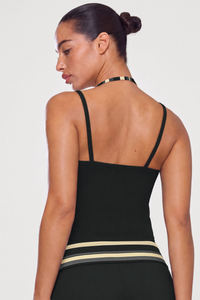 Women's Fake Two‑Piece Color Block Halter Sports Cami Tank