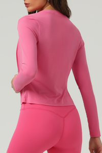 Fitted Snap Button Workout Long Sleeve Cardigan For Women