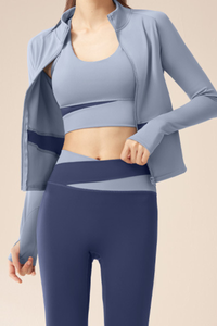 Women's 2-Piece Sports Sets:Stand Collar Jacket & Leggings