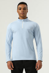 Men's Nylon Half-Zip Stand-Up Collar High Stretch Workout Long Sleeve