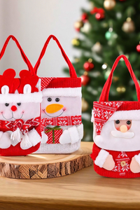 Christmas Cute Santa Reindeer Snowman Knit Gift Tote Bag