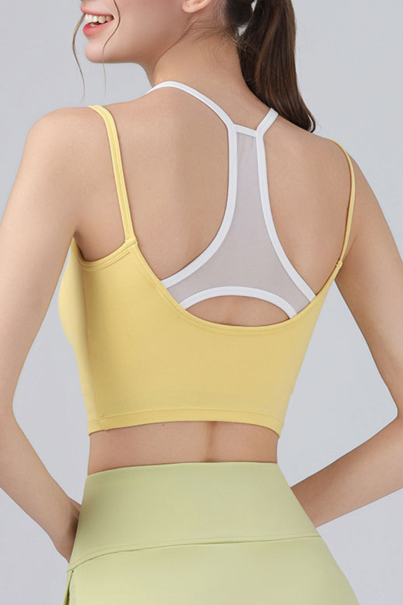 Women's Double Straps Mesh Spliced Cropped Sports Cami
