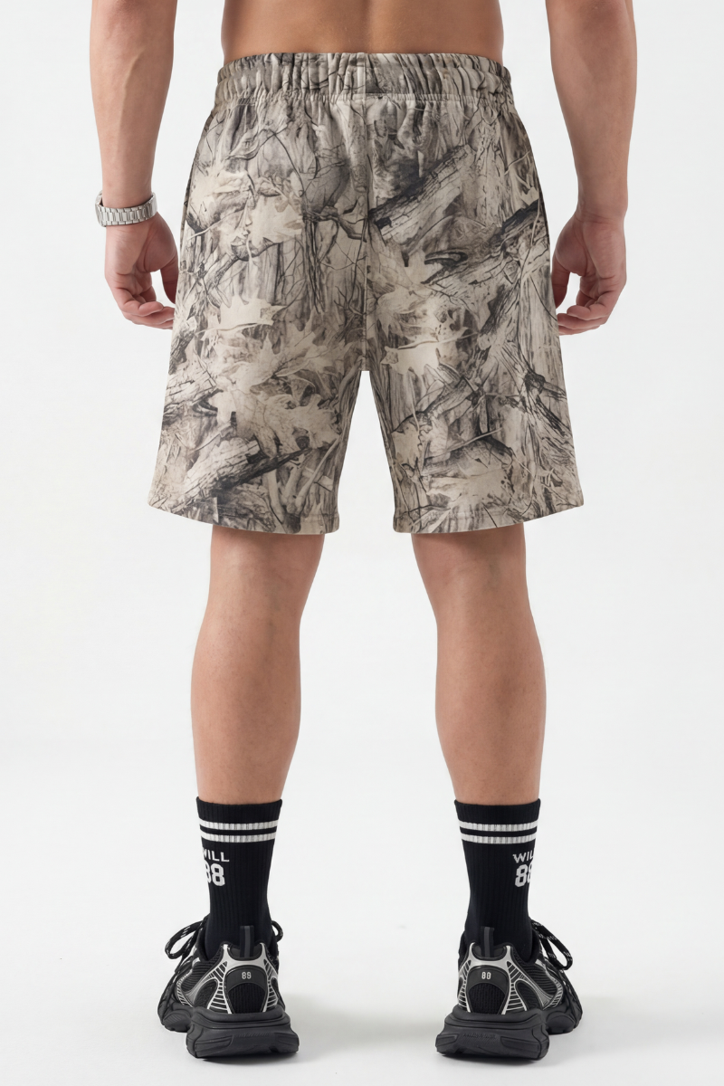 Men's Spring Tree Branch Camo Drawstring Casual Shorts