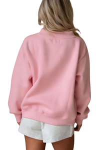 Women Fall V Stitch Drop Shoulder Loose Mockneck Sweatshirt