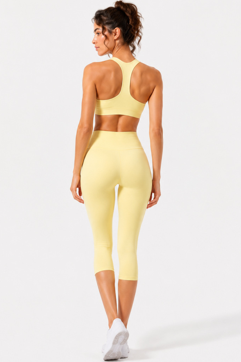 Women's Racerback Sports Bra & Capri Leggings Workout Set