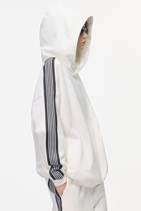 Women's 350g Color Block Side Stripe Ribbed Cuff Hoodie