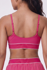 Women's Color Block Ribbed Thin Strap Sports Bra