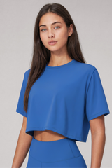Women's Loose Fit Cropped Workout Short Sleeve T Shirt